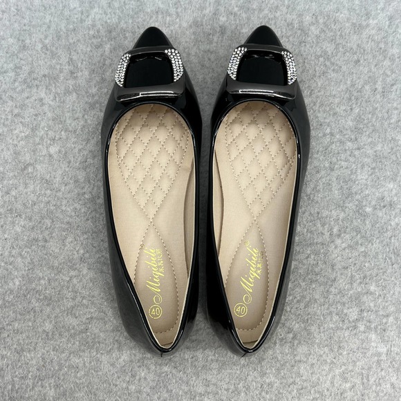 Miqibili  Buckle Toe Slip On Flat - Black Patent -Women Size 8.5 *NEW - Picture 6 of 14